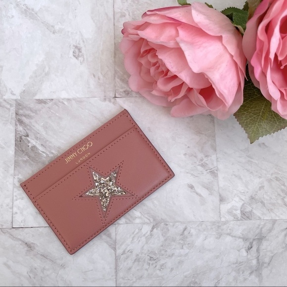 🆕 Authentic Jimmy Choo Aarna leather card holder pink mix - Picture 1 of 5